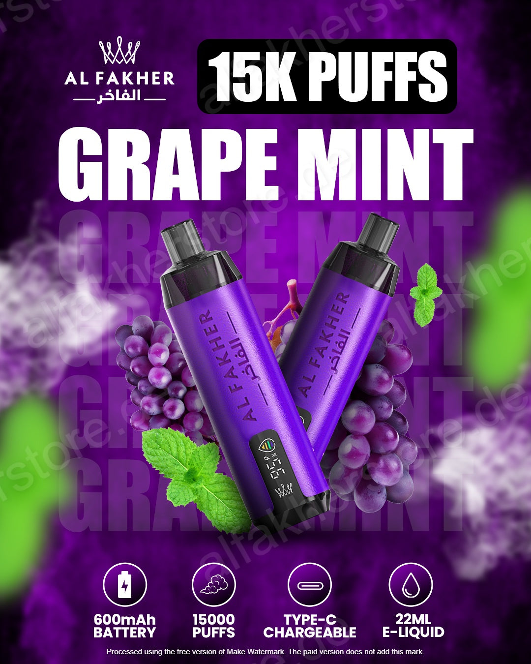 Al Fakher Vape 15000 Grape Mint Al Fakher Vape 15000 Grape Mint