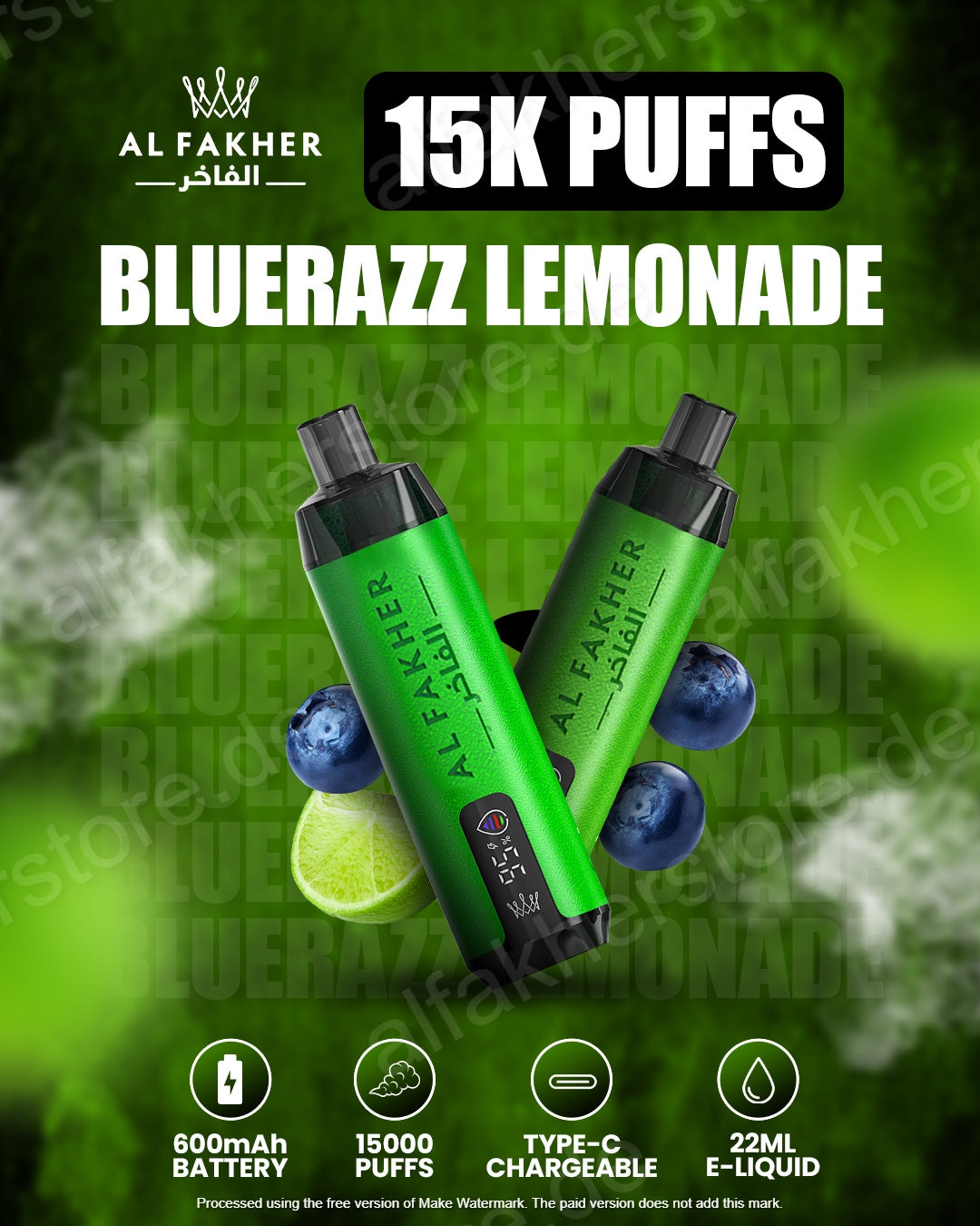 Al Fakher Vape 15000 Bluerazz Lemonade