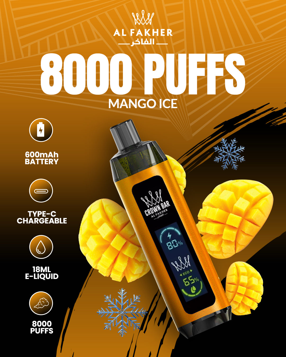 Al Fakher Crown Bar 8000 Dual Mango Ice - Al Fakher Store