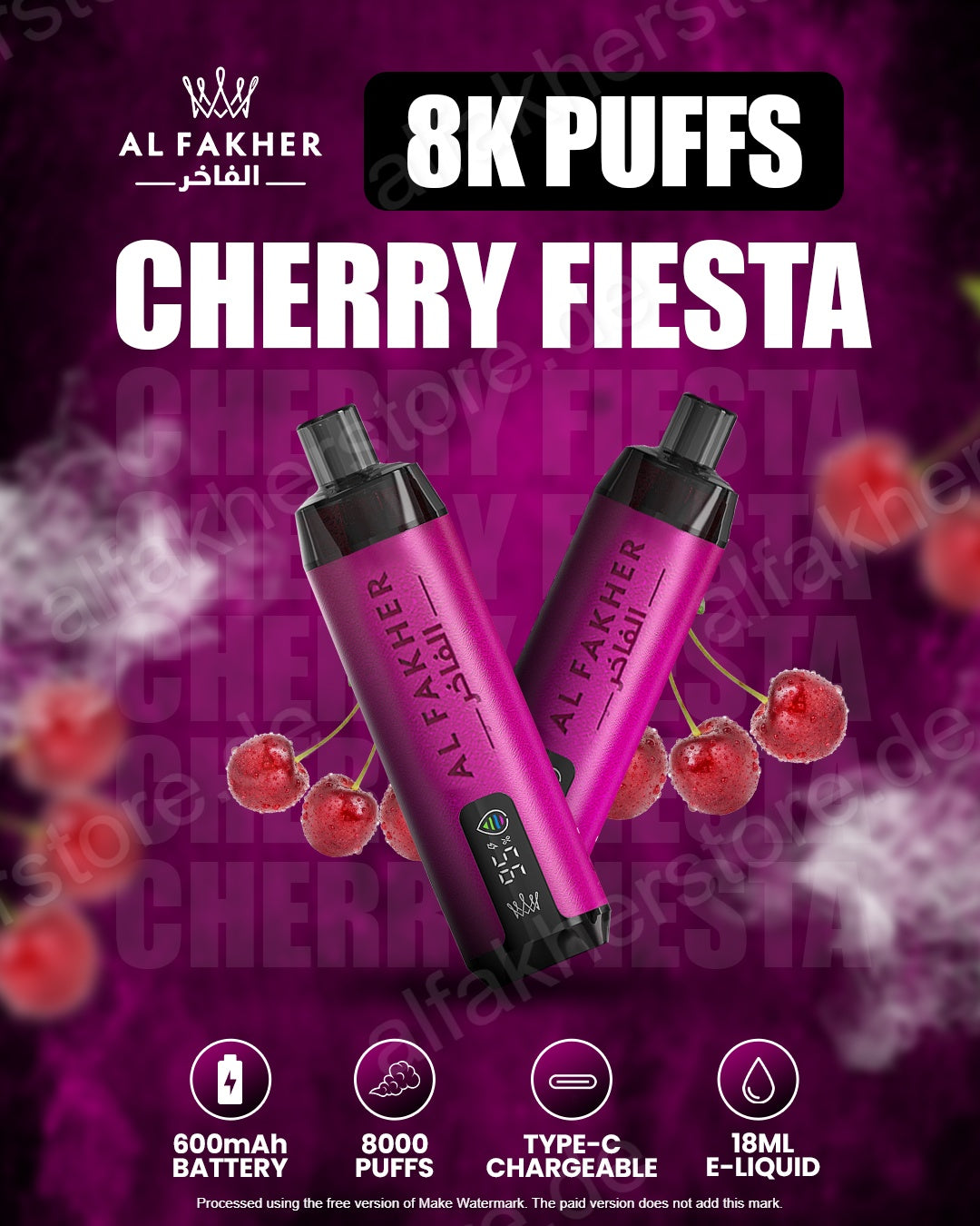 Al Fakher Crown Bar 8000 Cherry Fiesta