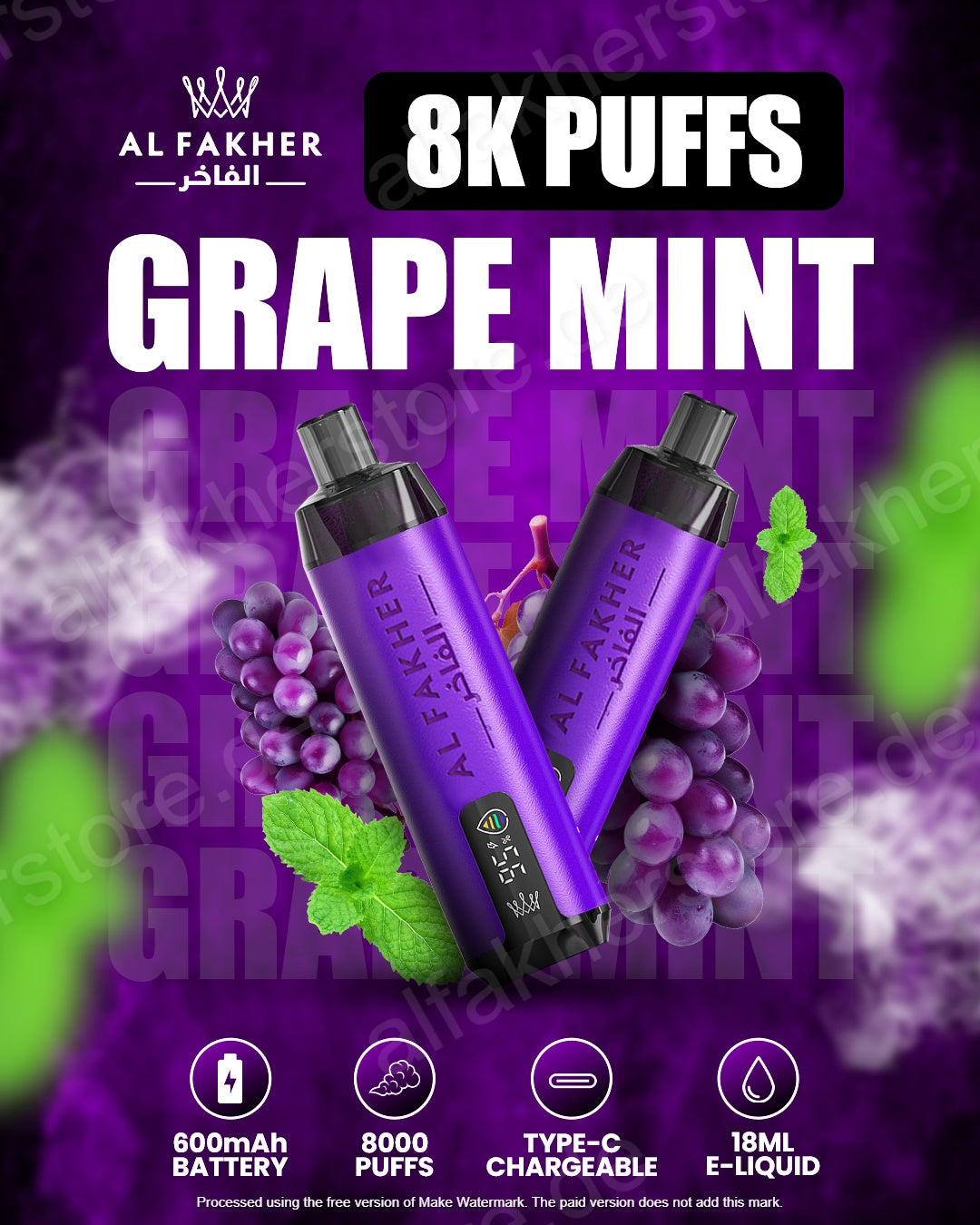 Al Fakher Crown Bar 8000 Vape Grape Mint