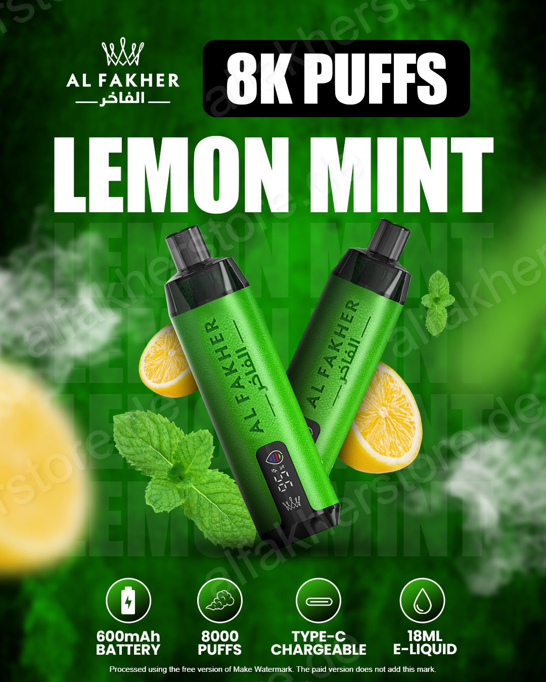 Al Fakher Crown Bar 8000 Vape Lemon Mint