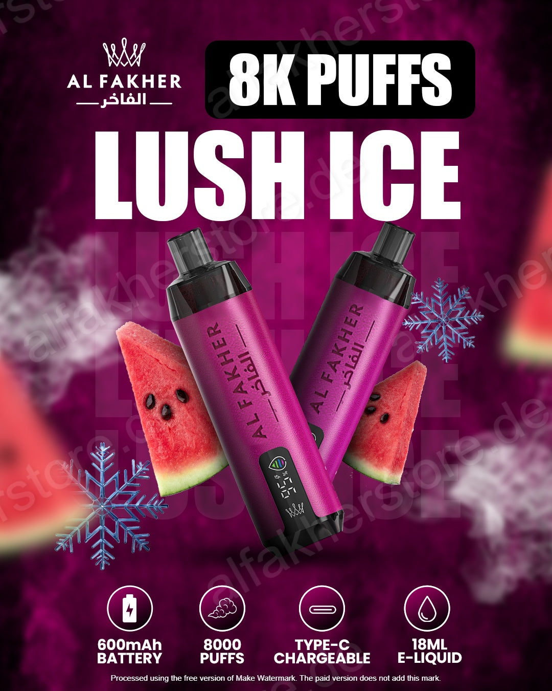 crown bar al fakher lush ice Best Al Fakher Lush Ice 8000 Puffs Crown Bar Disposable Vape