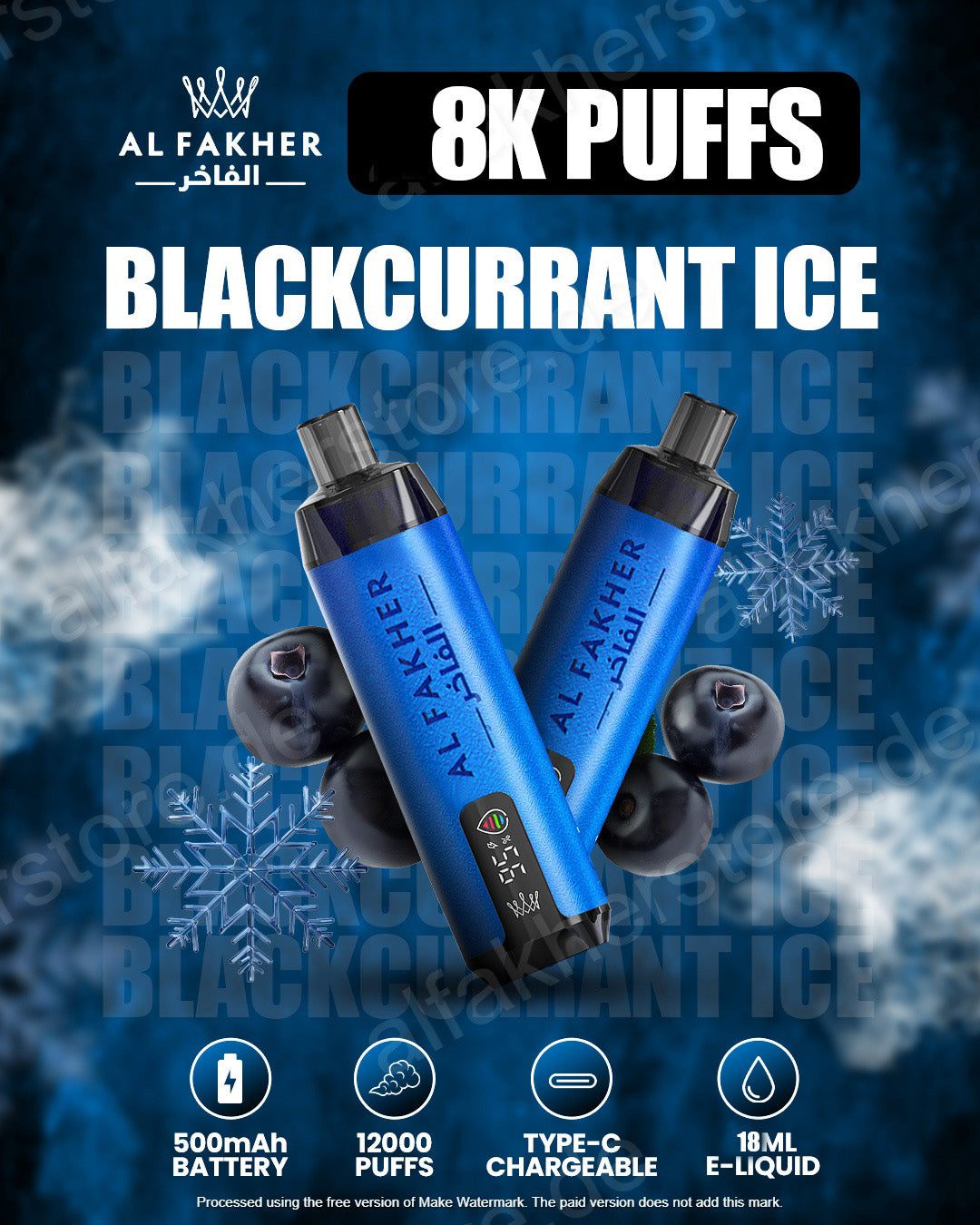 Al Fakher Crown Bar 8000 Blackcurrant Ice - Al Fakher Store