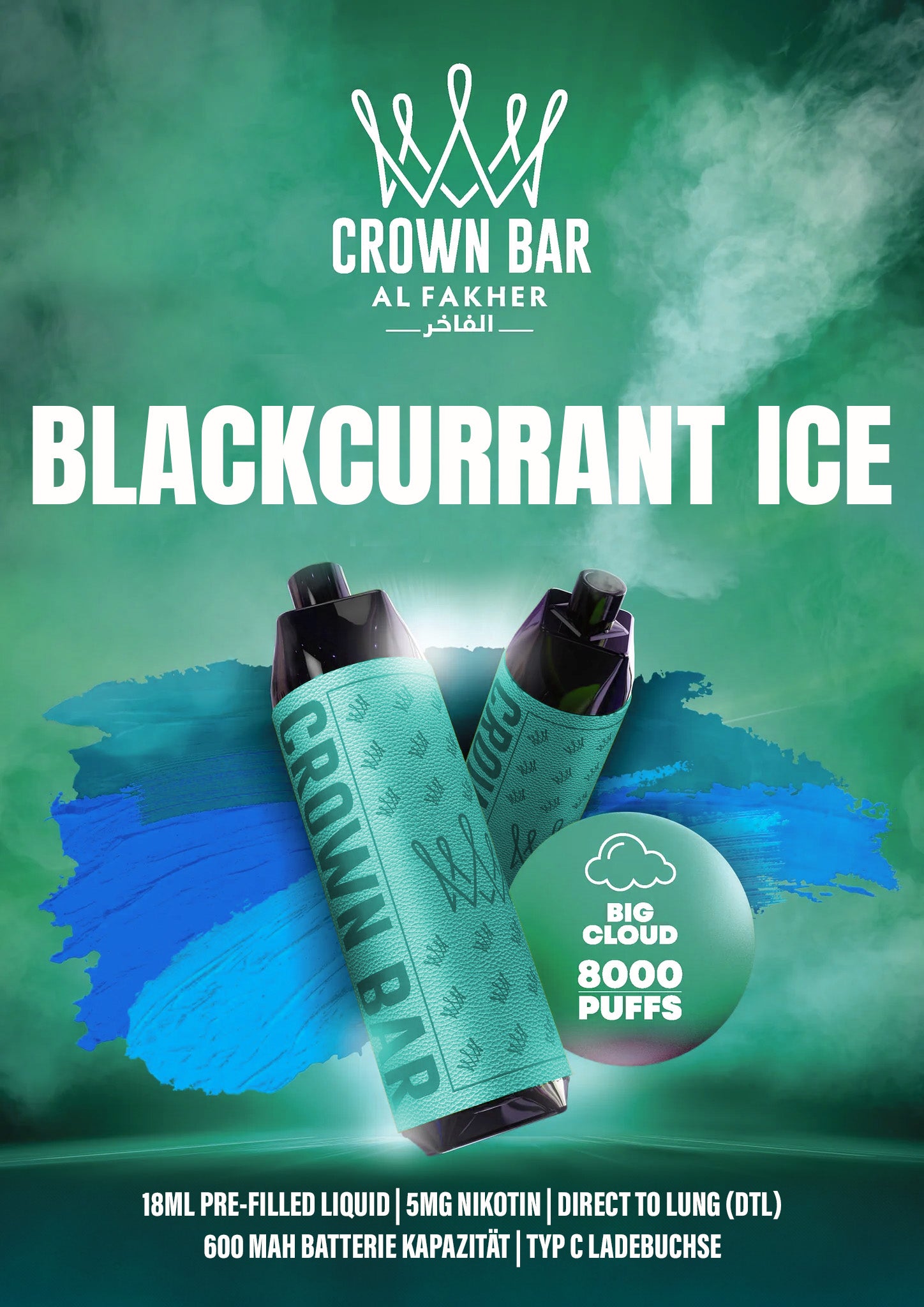 Al Fakher Crownbar Vape 8000 Blackcurrant Ice
