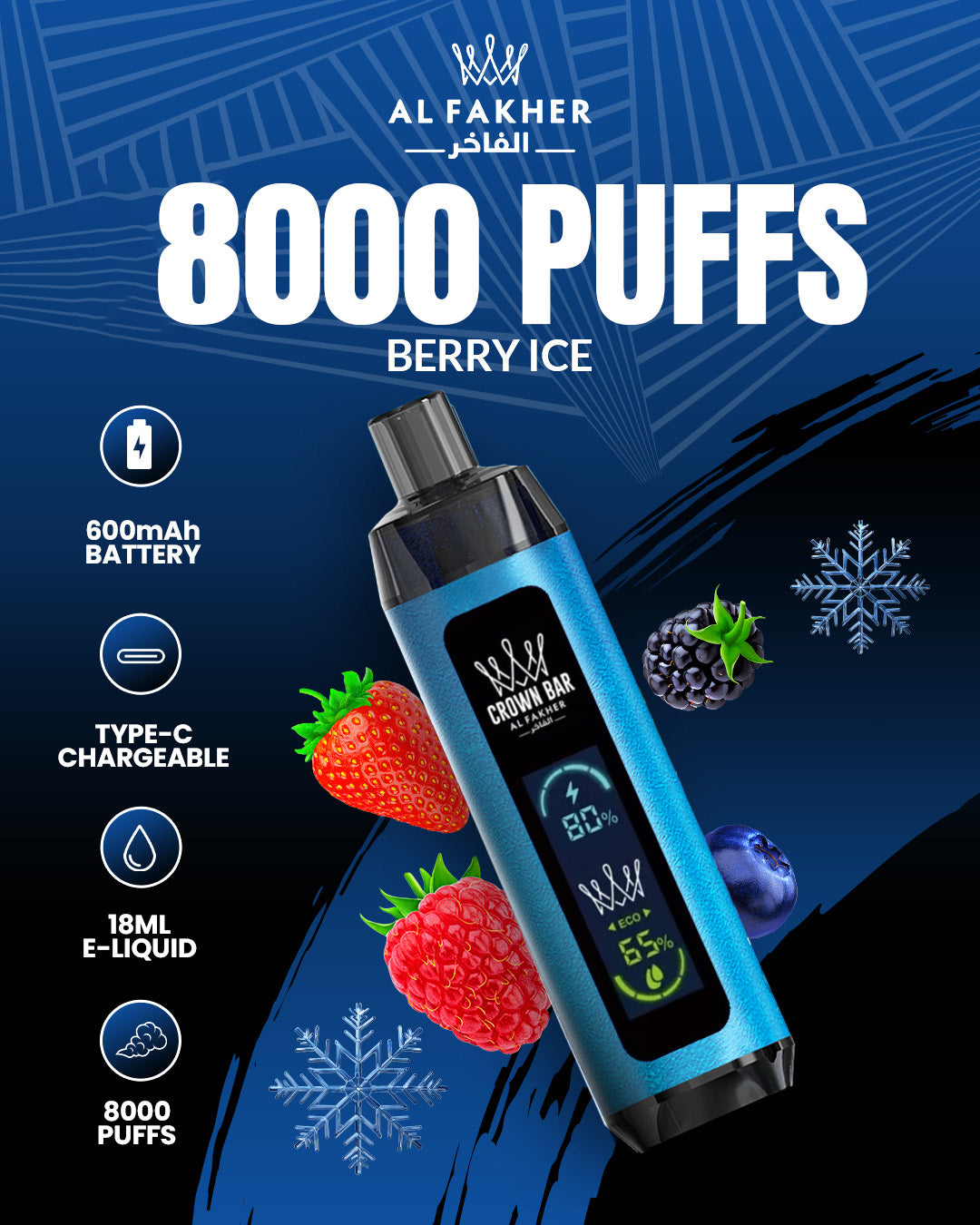 Al Fakher Crown Bar 8000 Dual Berry Ice
