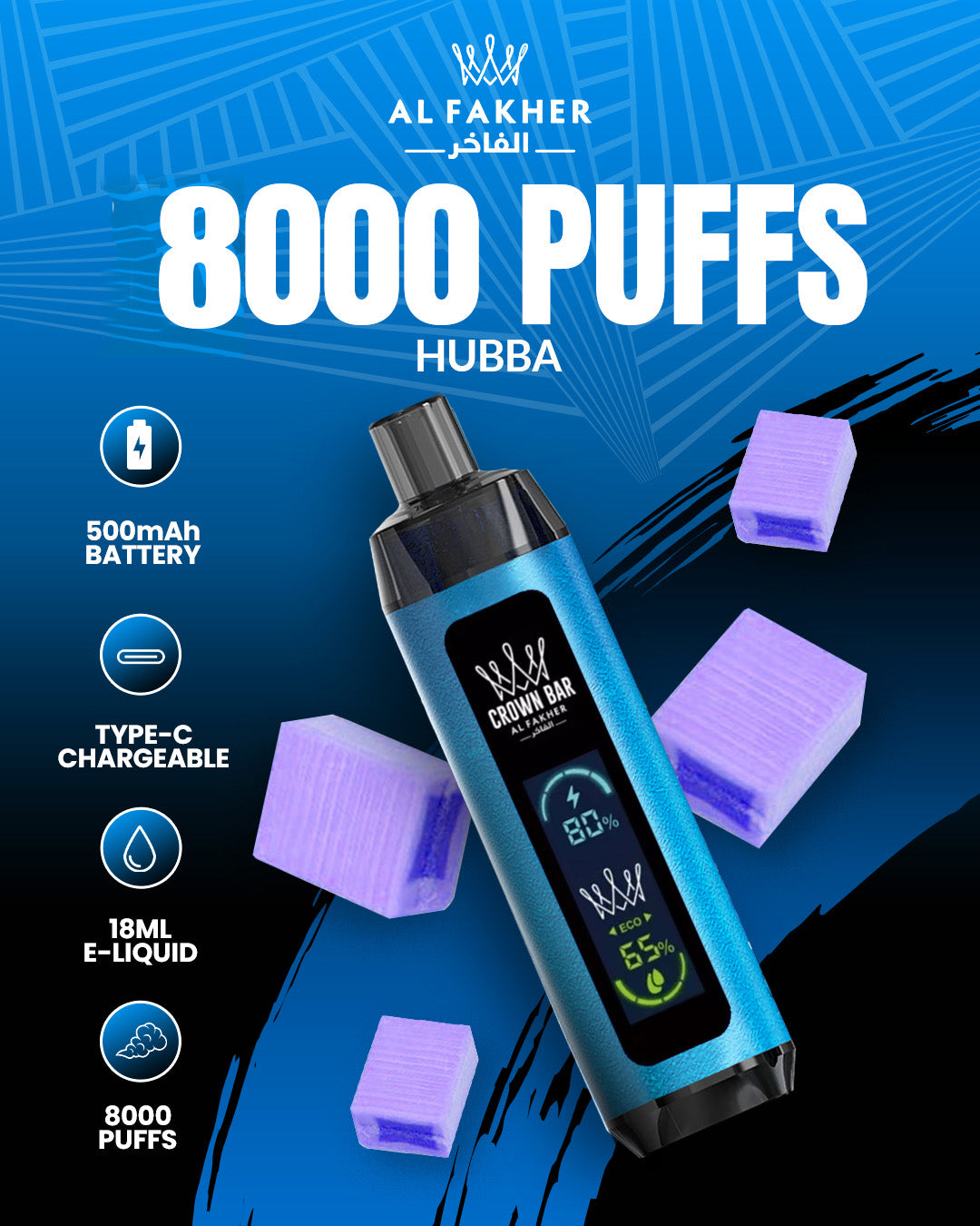 Al Fakher Crown Bar 8000 Dual Hubba