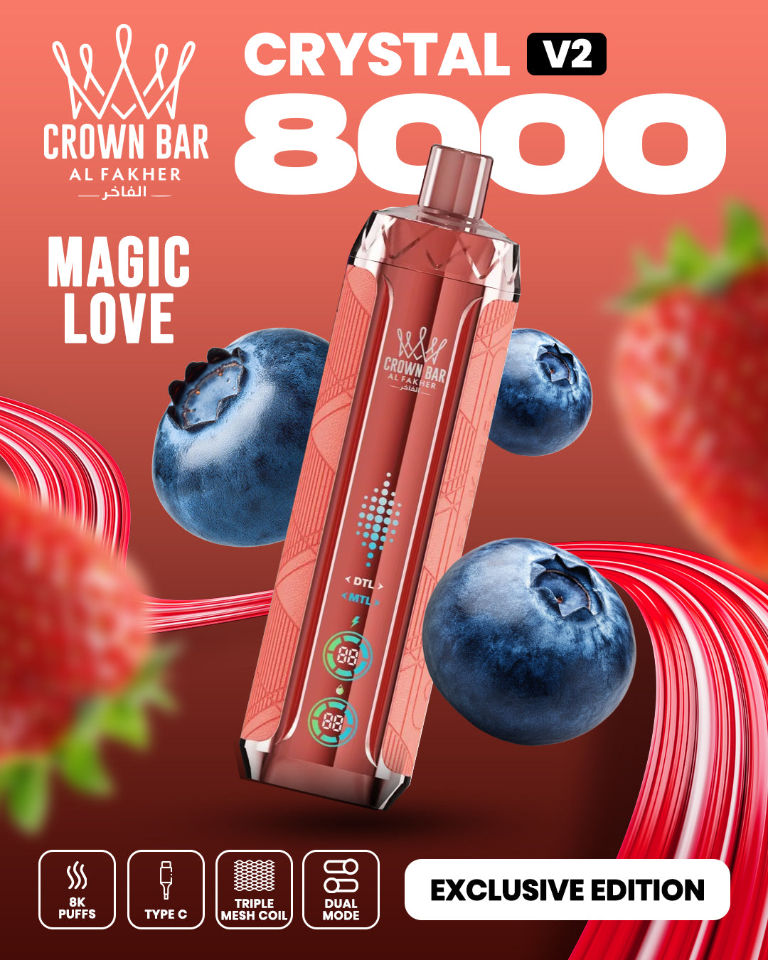 Al Fakher Crown Bar Crystal V2 8000 Magic Love