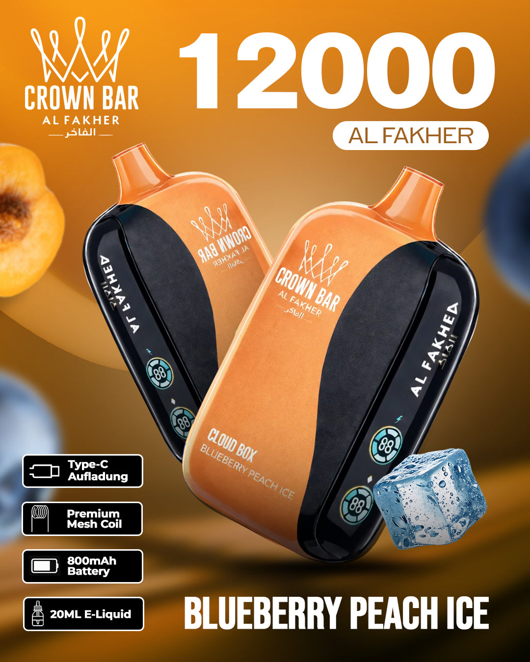 Al Fakher Vape 12000 - Blueberry Peach Ice