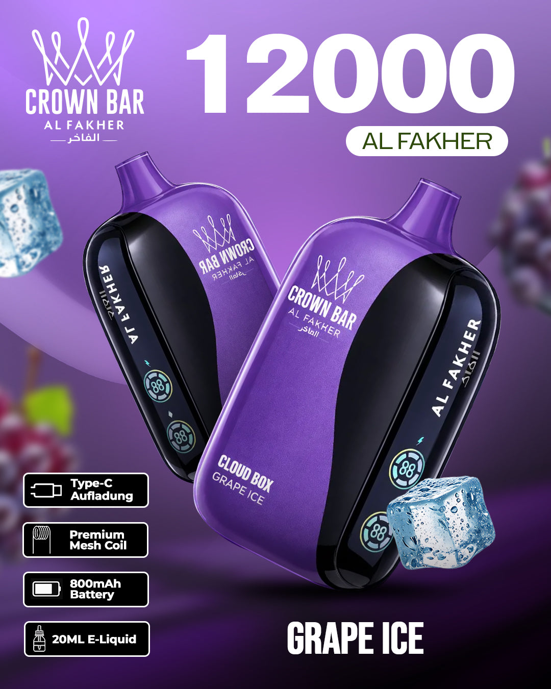 Al Fakher Vape 12000 - Grape Ice