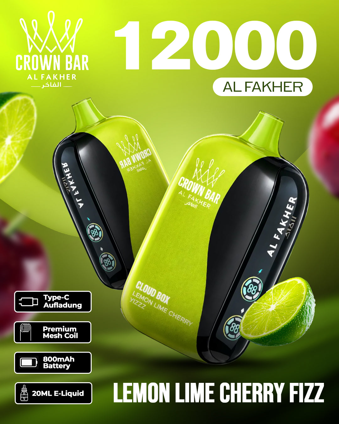 Al Fakher Vape 12000 - Lemon Lime Cherry Fizz