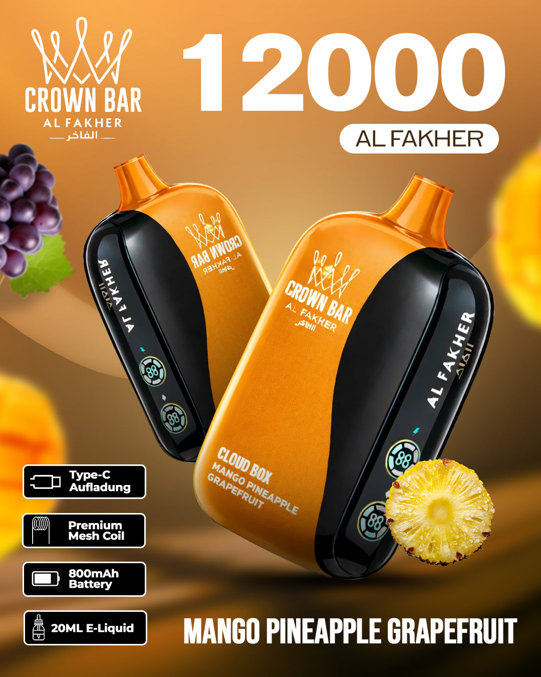 Al Fakher Vape 12000 - Mango Pineapple Grapefruit