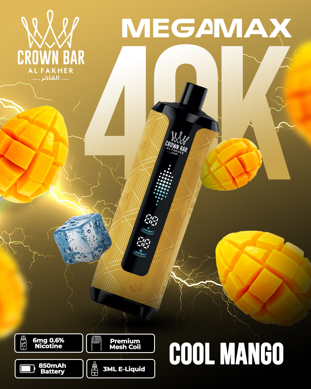 Al Fakher Crown Bar Mega Max 40K - Cool Mango