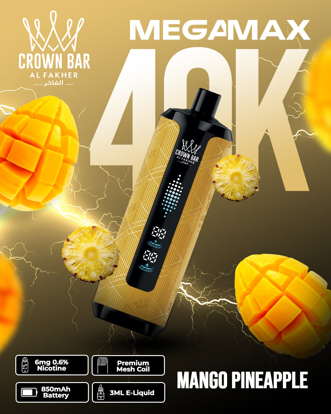 Al Fakher Crown Bar Mega Max 40K - Mango Pineapple