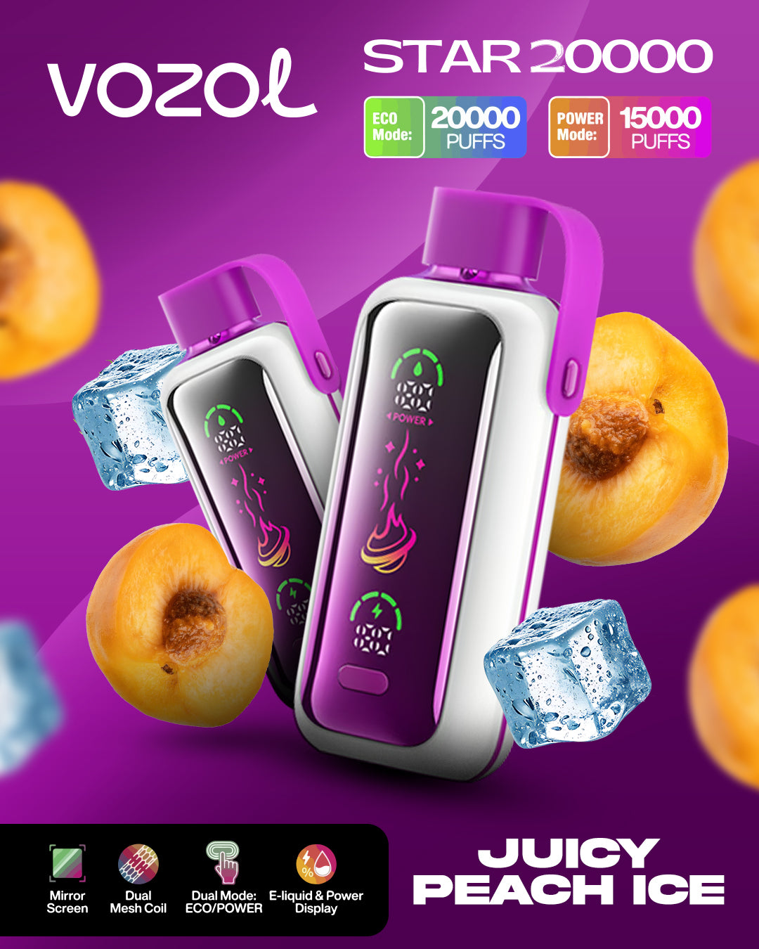 VOZOL VAPE STAR 20000 Juicy Peach Ice