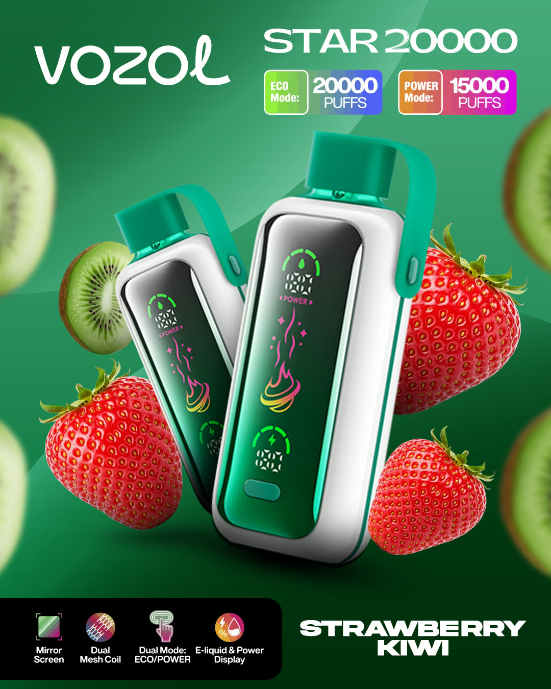 VOZOL VAPE STAR 20000 Strawberry Kiwi