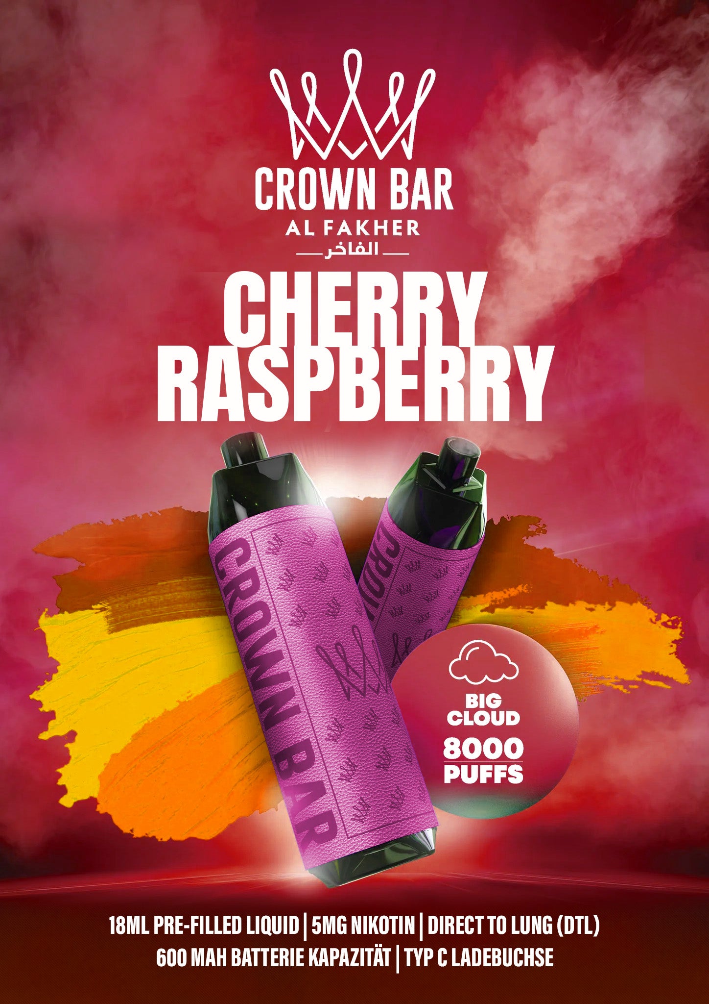 Al Fakher Crownbar Vape 8000 Cherry Raspberry