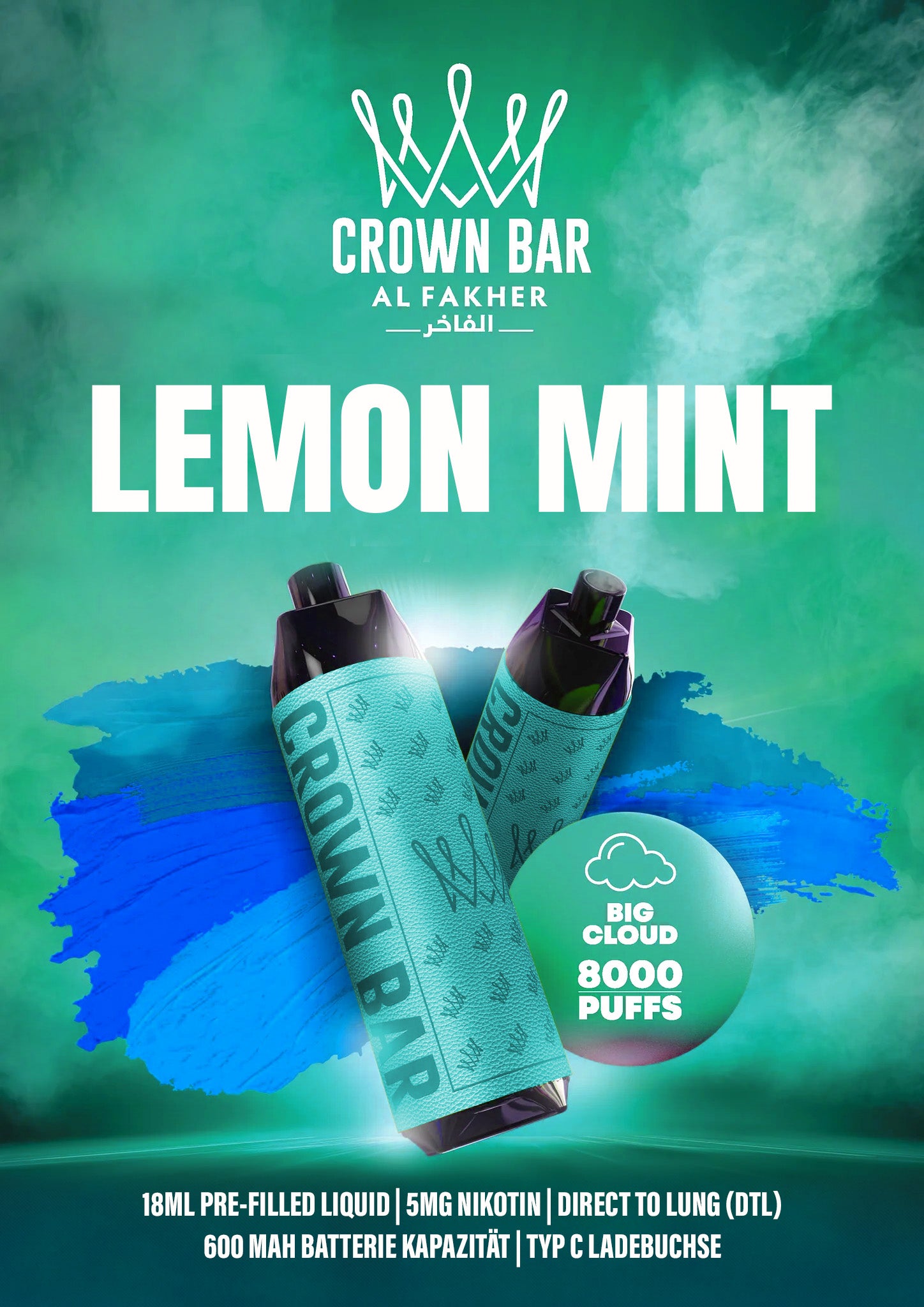 Al Fakher Crownbar Vape 8000 Lemon Mint