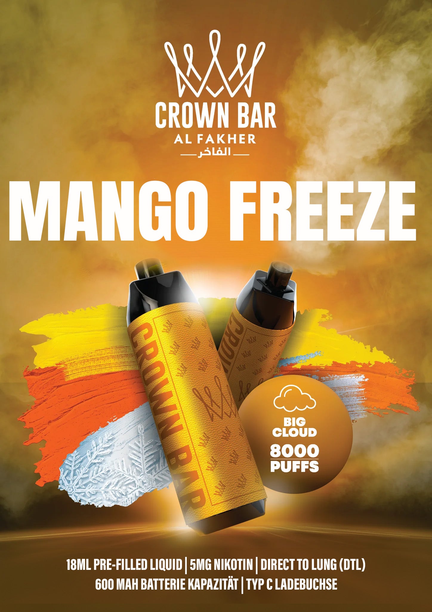 Al Fakher Crownbar Vape 8000 Mango Freeze