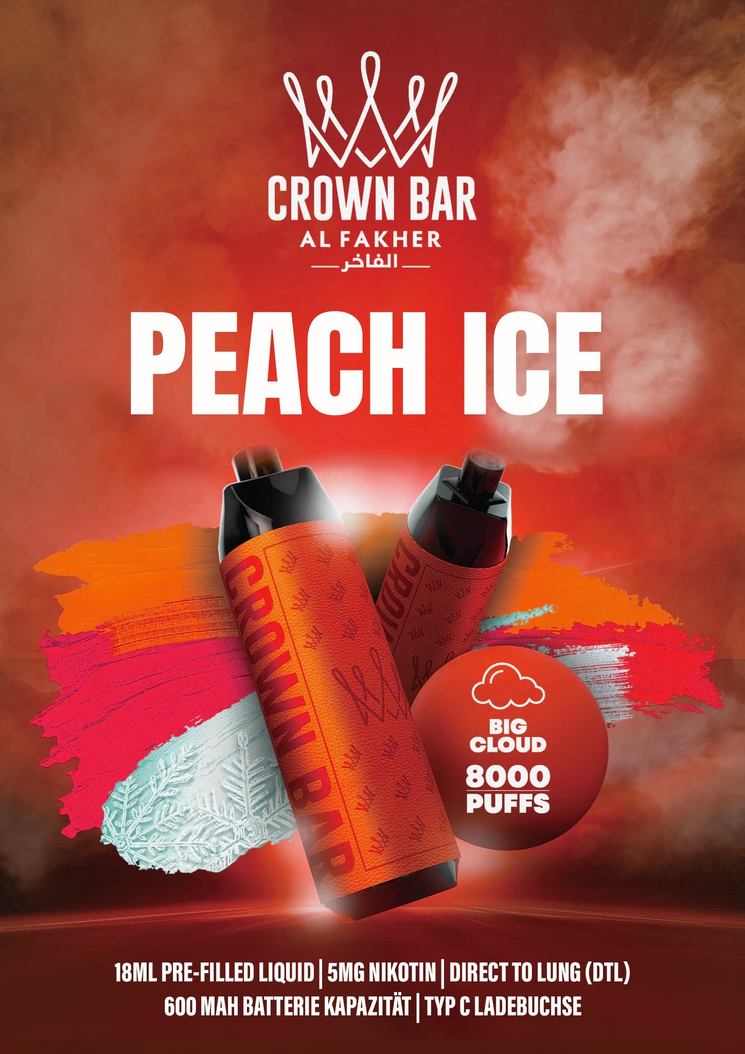 Al Fakher Crownbar Vape 8000 Peach Ice