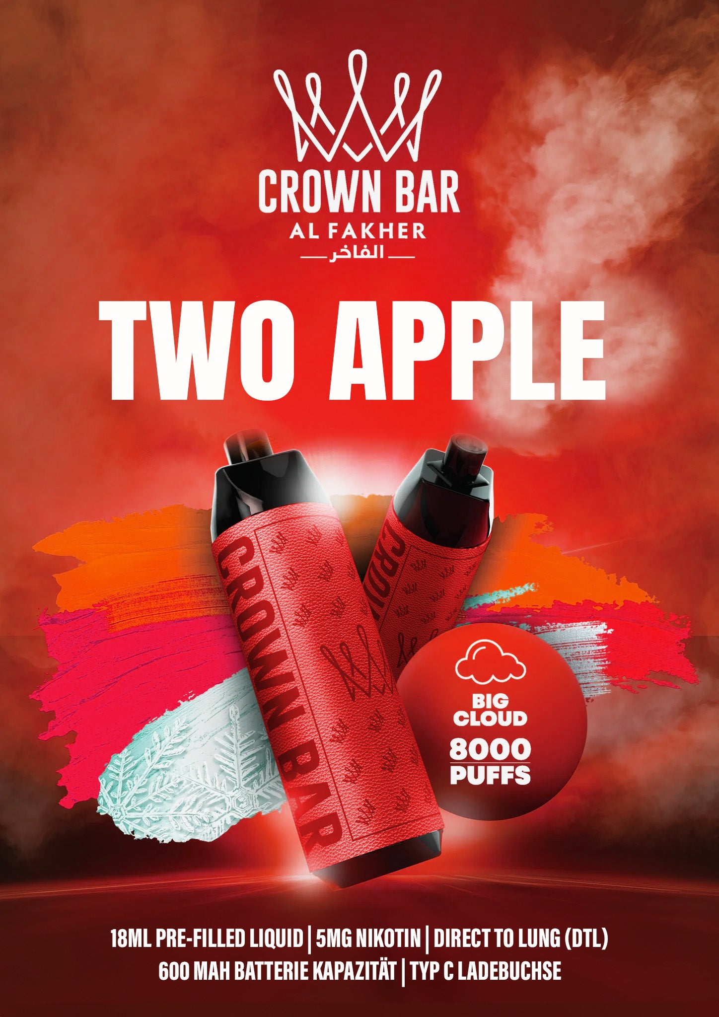 Al Fakher Crownbar Vape 8000 Two Apple