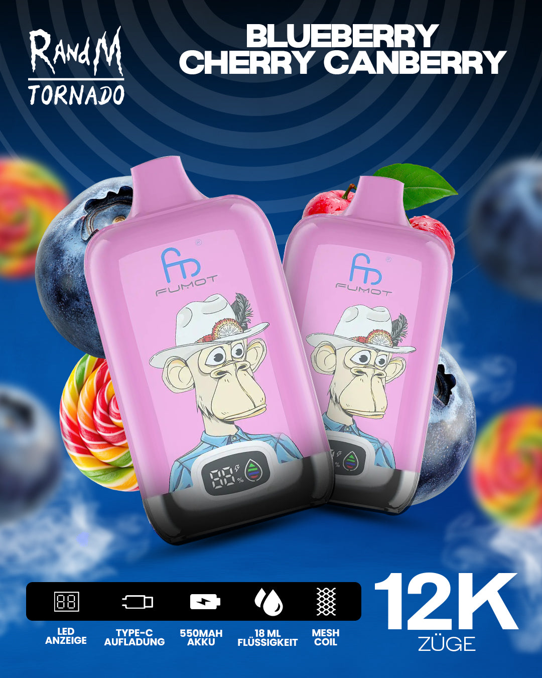 Fumot 12000 Blueberry Cherry Cranberry – Vape mit 12.000 Zügen