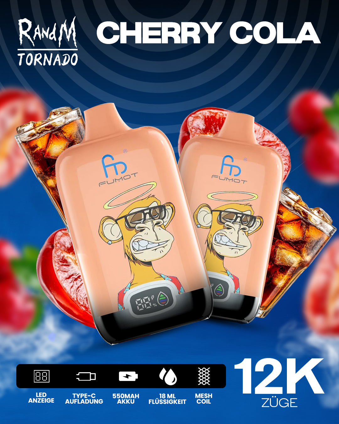 Fumot 12000 Cherry Cola –  Vape mit 12.000 Zügen