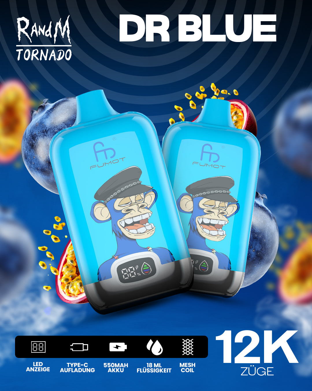 Fumot 12000 Dr Blue – Vape mit 12.000 Zügen