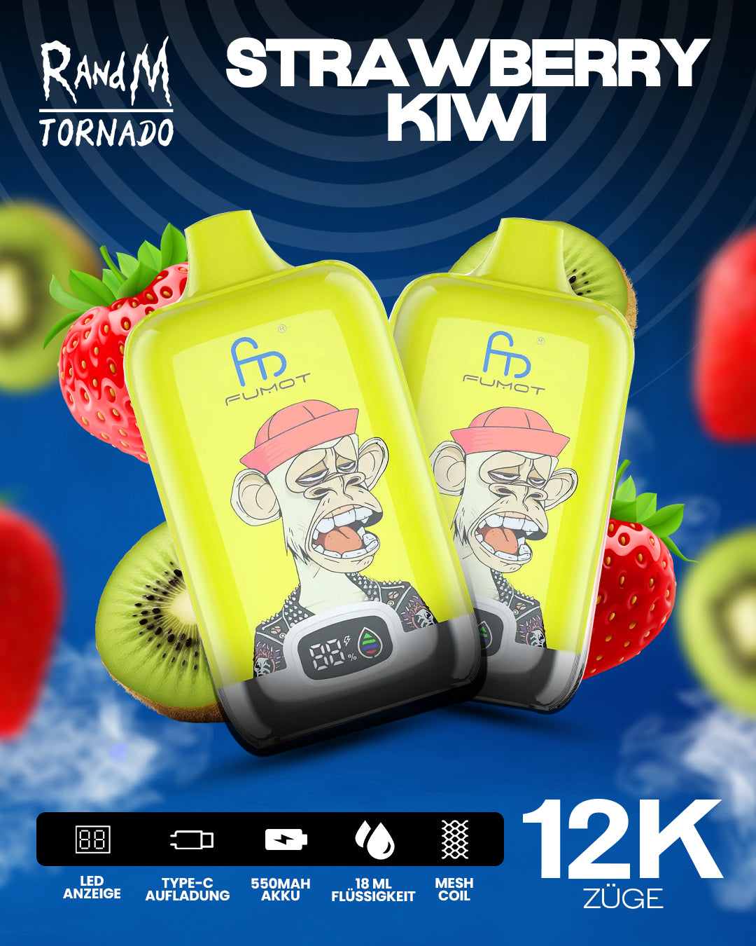 Fumot 12000 Strawberry Kiwi – Vape mit 12.000 Zügen