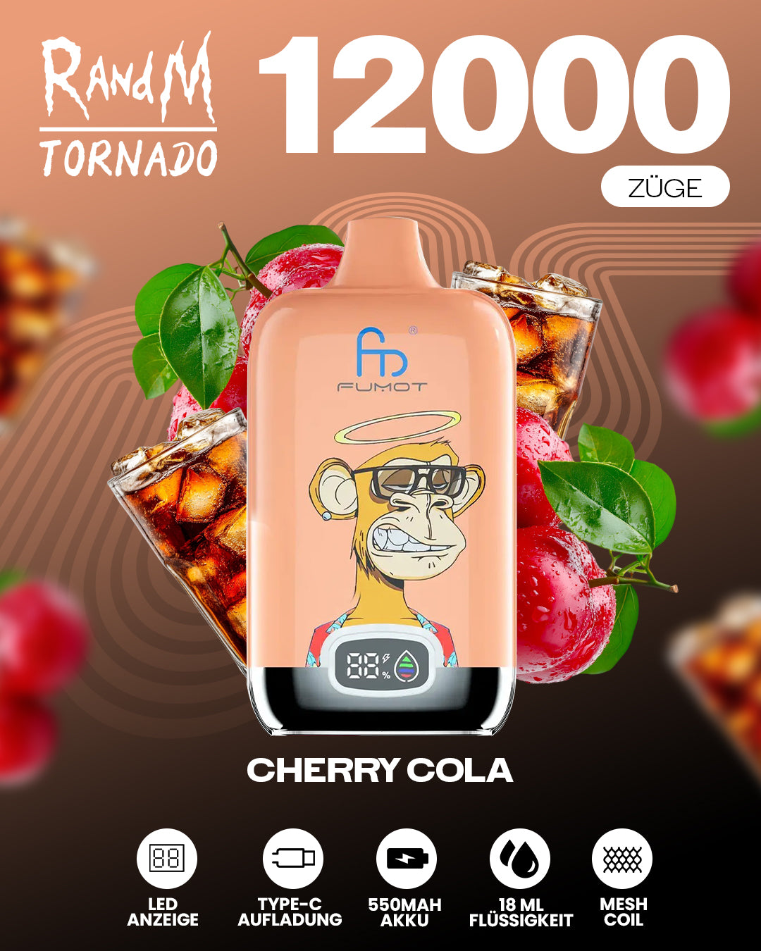 Fumot 12000 Cherry Cola –  Vape mit 12.000 Zügen