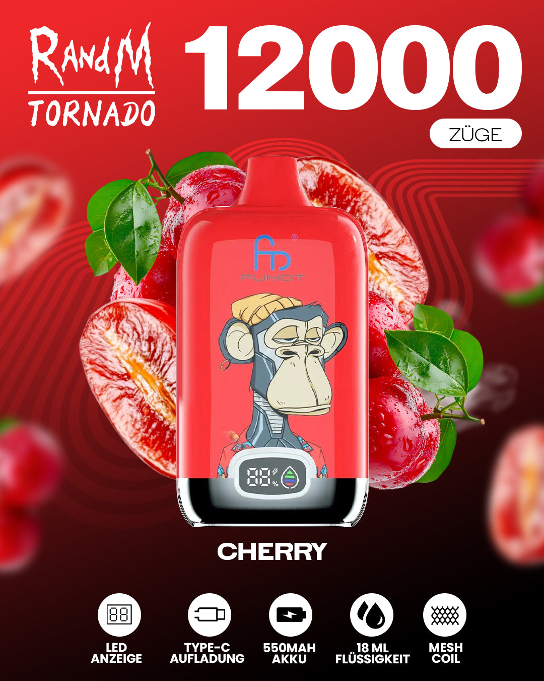 Fumot 12000 Cherry –  Vape mit 12.000 Zügen