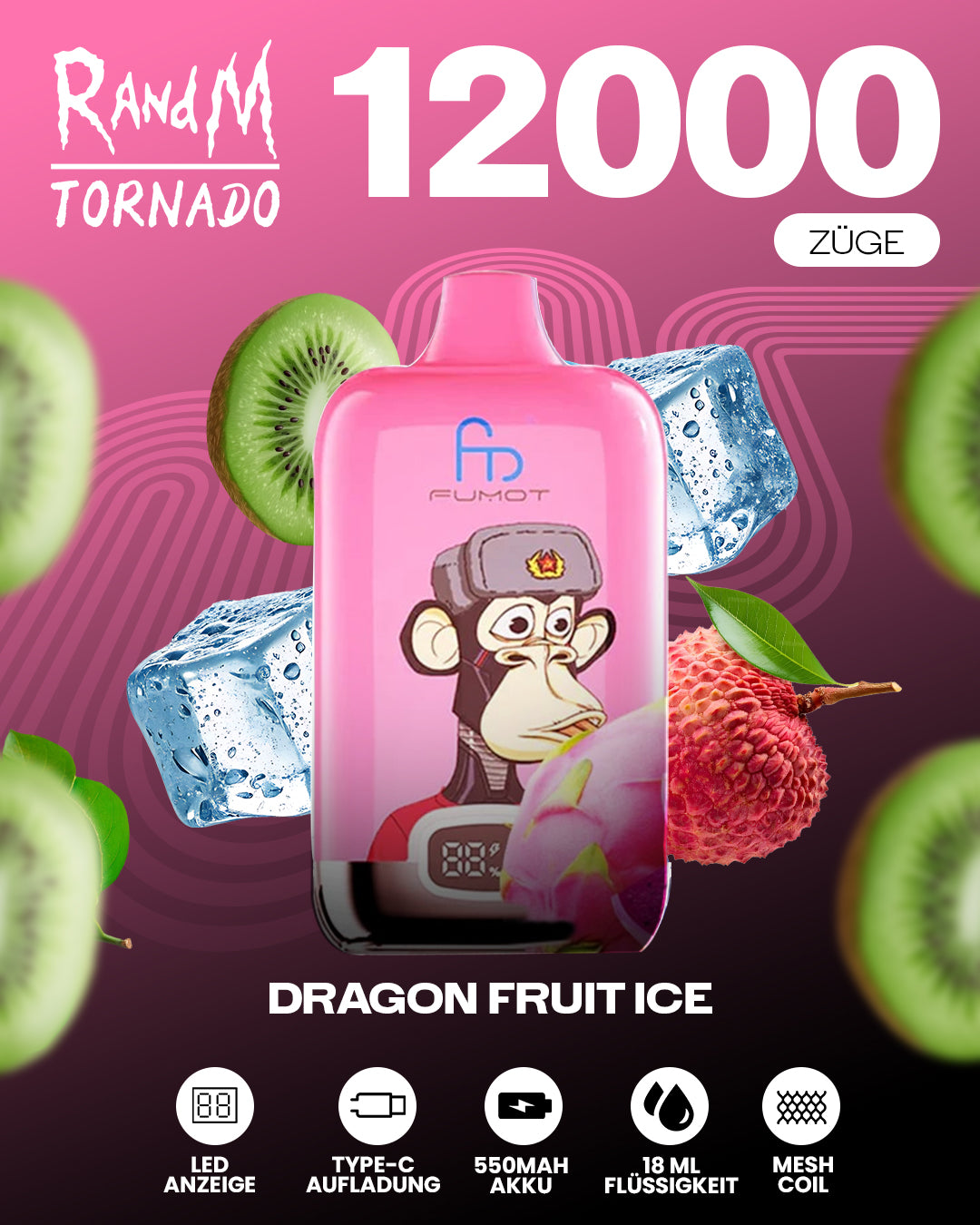 Fumot 12000 Dragon Fruit Ice – Vape mit 12.000 Zügen
