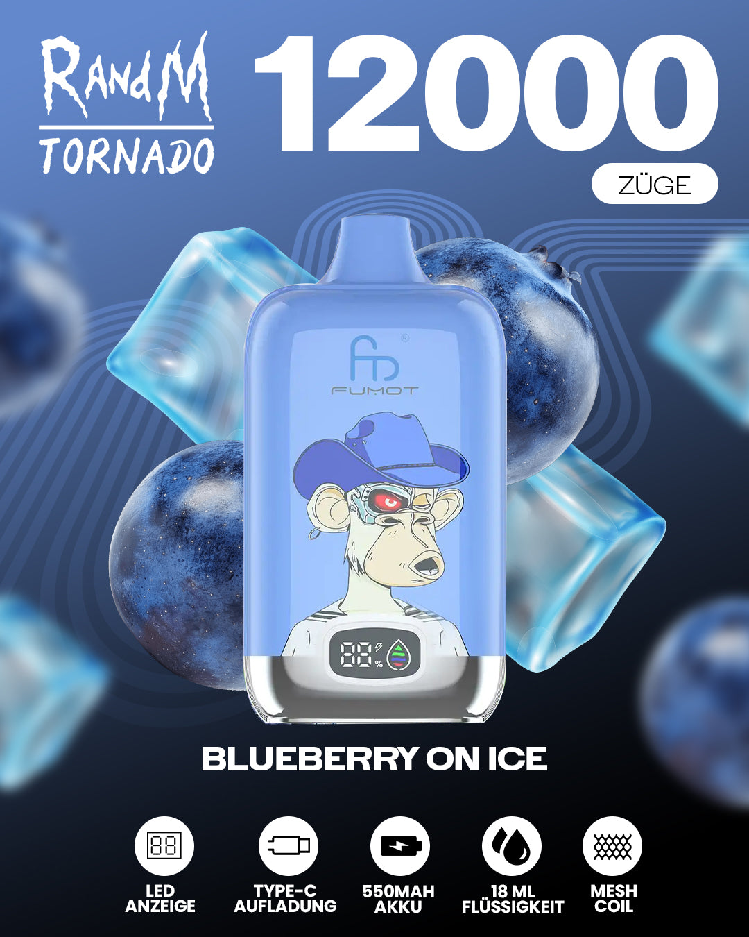 Fumot 12000 Blueberry On Ice – Vape mit 12.000 Zügen