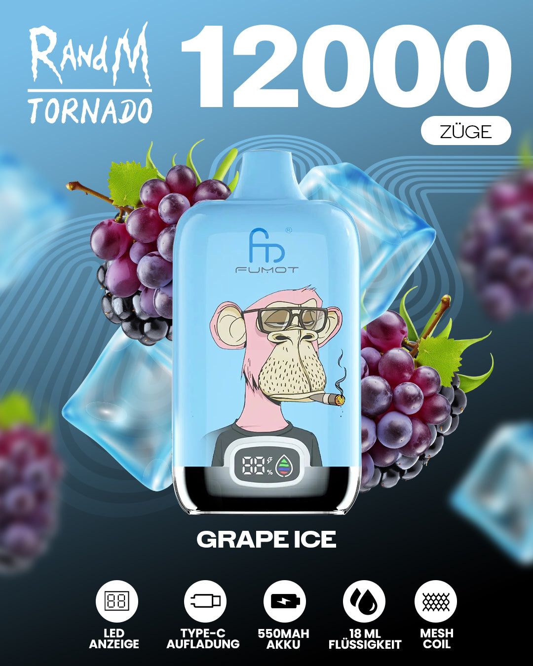 Fumot 12000 Grape Ice – Vape mit 12.000 Zügen