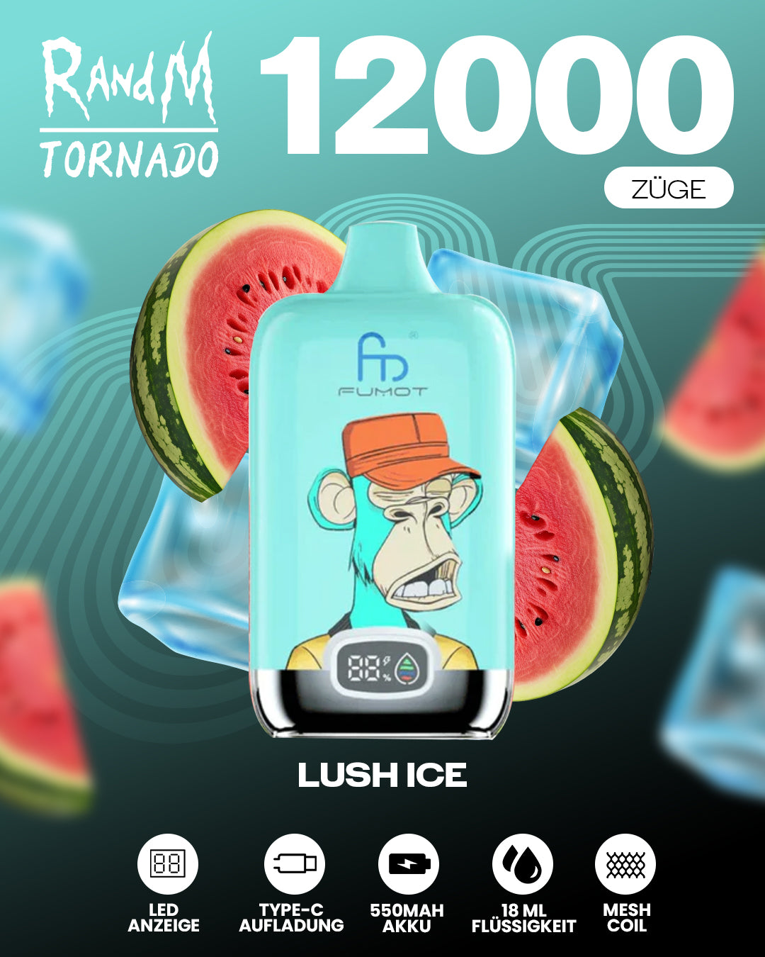 Fumot 12000 Lush Ice – Vape mit 12.000 Zügen