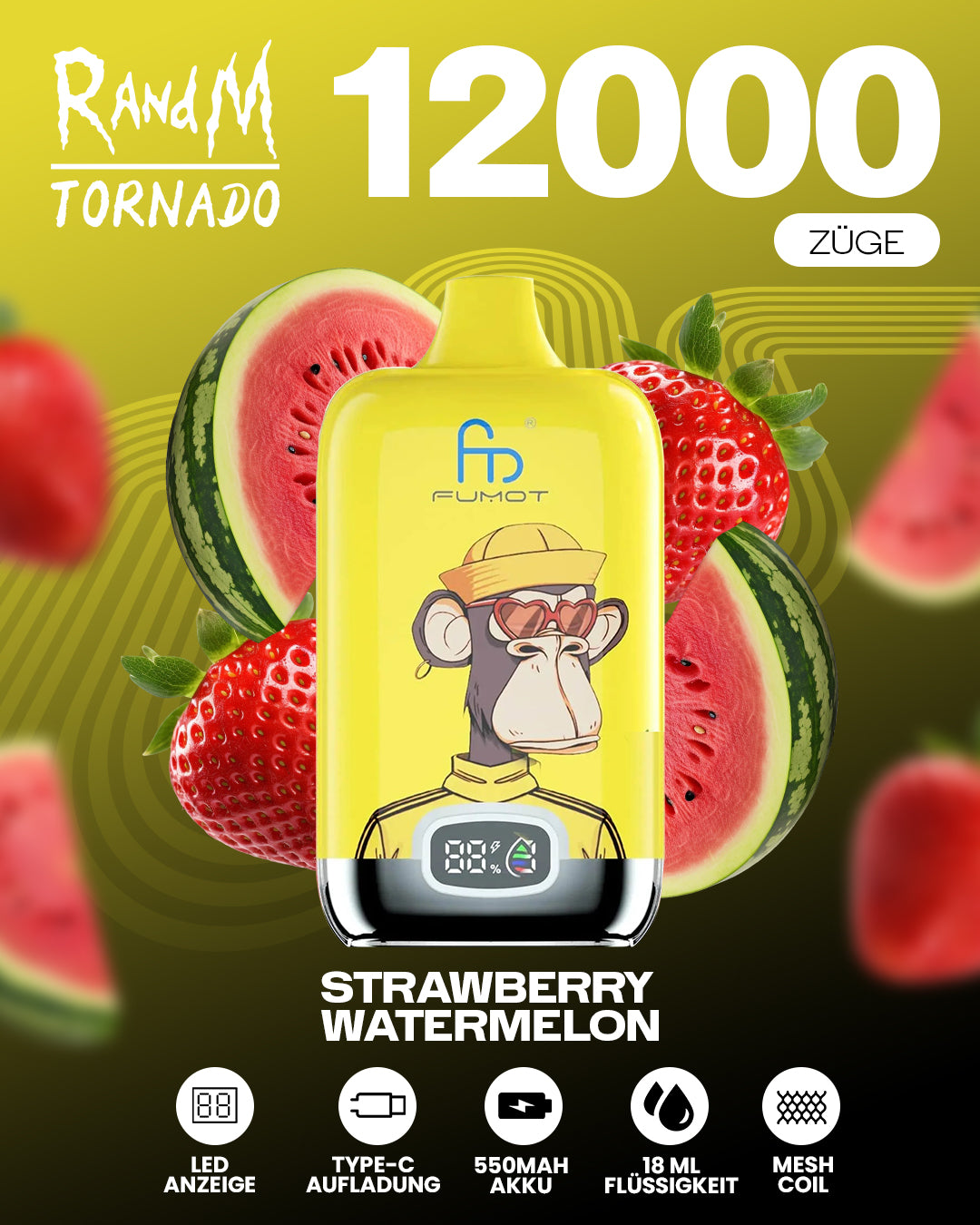 Fumot 12000 Strawberry Watermelon –  Vape mit 12.000 Zügen
